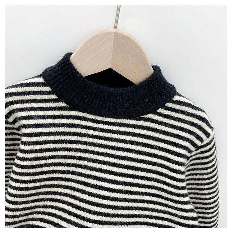 Boys Fleece Lined Striped Sweater Medium Large — feature 10