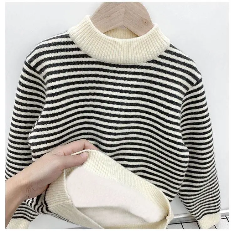 Boys Fleece Lined Striped Sweater Medium Large — feature 15