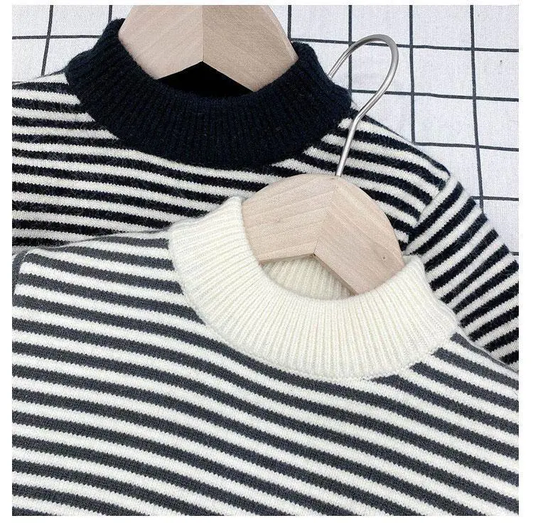 Boys Fleece Lined Striped Sweater Medium Large — feature 18