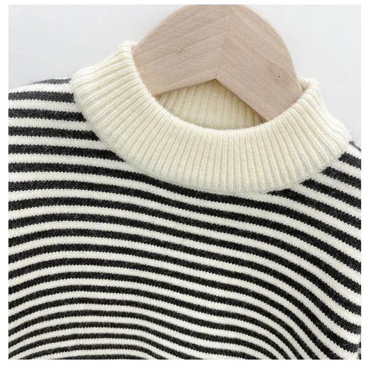Boys Fleece Lined Striped Sweater Medium Large — feature 6
