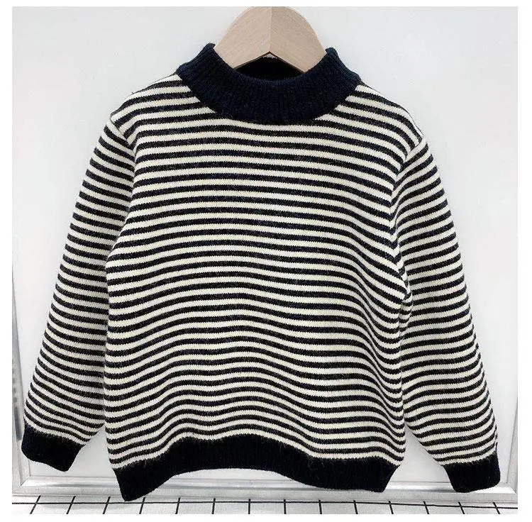 Boys Fleece Lined Striped Sweater Medium Large — feature 8