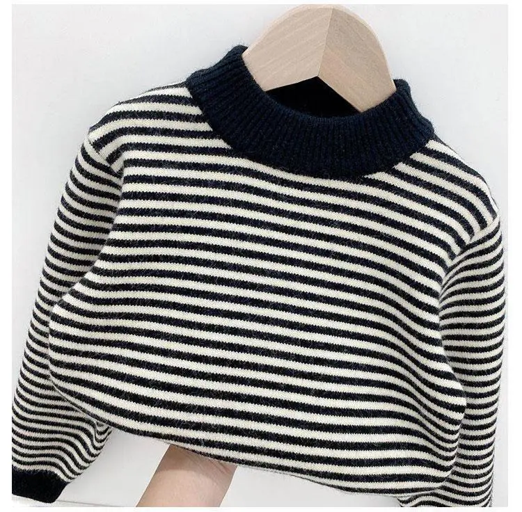 Boys Fleece Lined Striped Sweater Medium Large — feature 9
