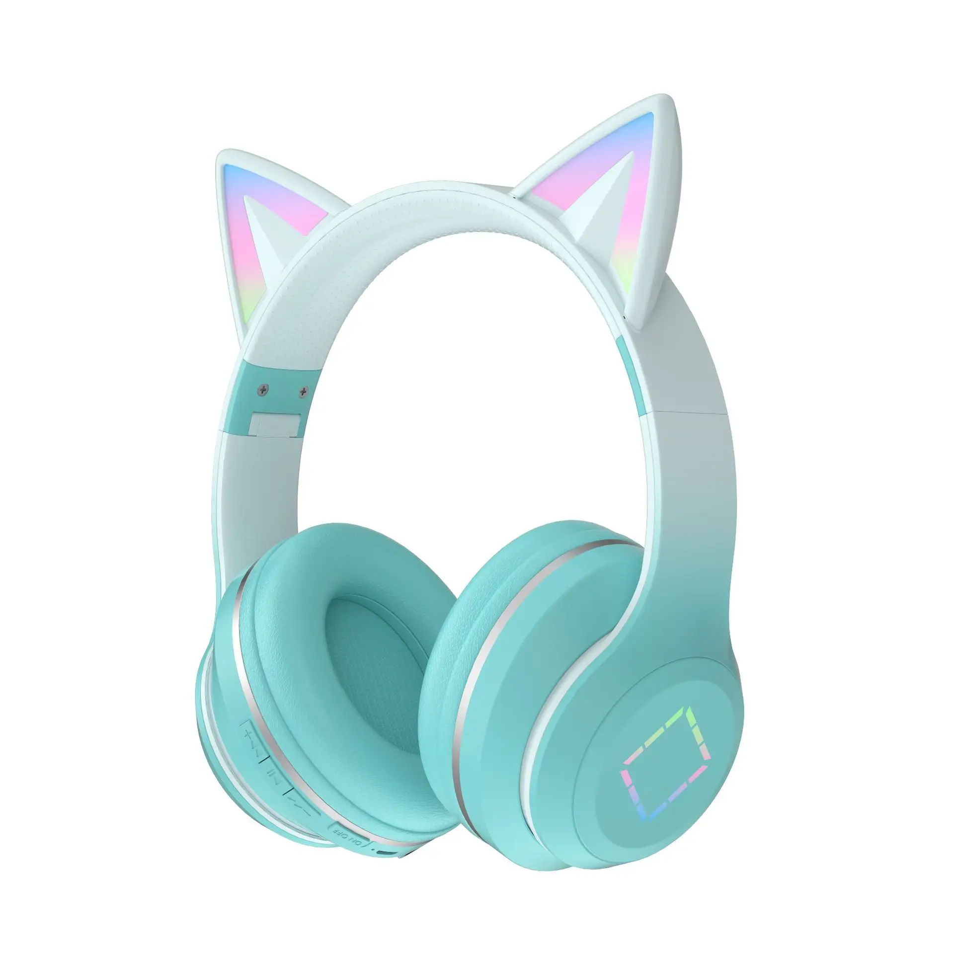 Cat Ear Bluetooth Headset Pink Gradient Long Battery
