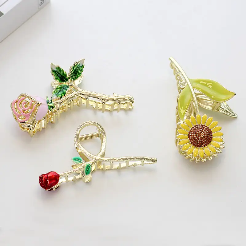 Alloy Tulip Hair Clips Large Volume Women's Back Head Floral - Image 14