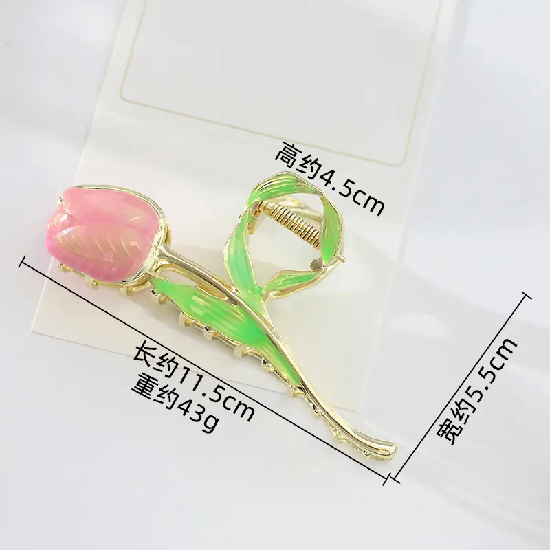 Alloy Tulip Hair Clips Large Volume Women's Back Head Floral - Image 2