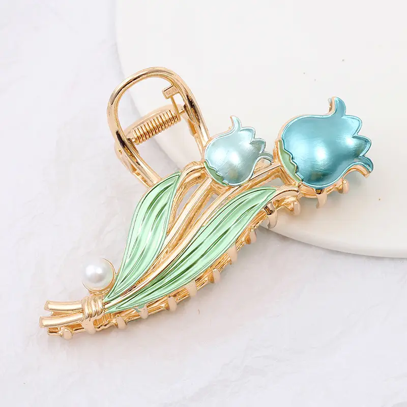 Alloy Tulip Hair Clips Large Volume Women's Back Head Floral - Image 9