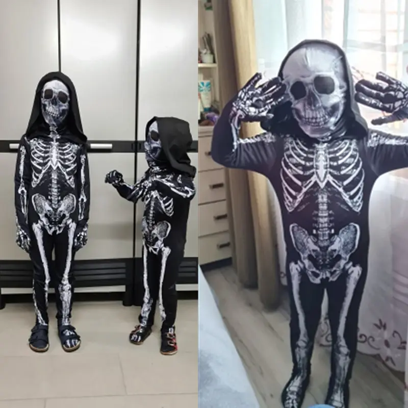 Children's Halloween Skeleton Bodysuit Black - Image 4