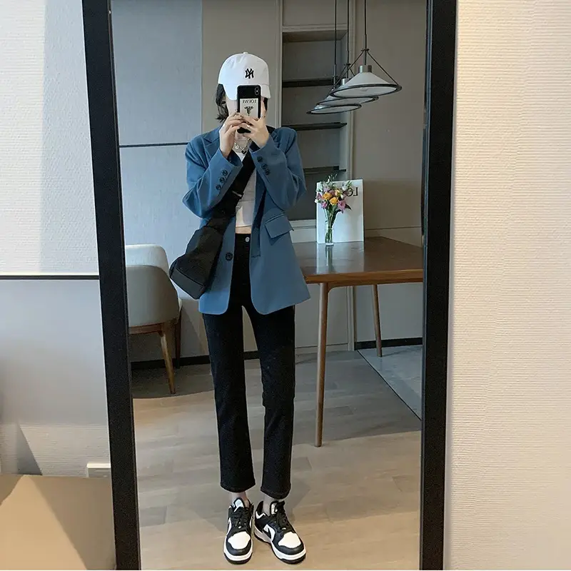 Black Straight-leg Jeans Women's New Cyber Celebrity High Waist Elastic Slim-fit Shorty Fall/Winter Ankle-cut Pants