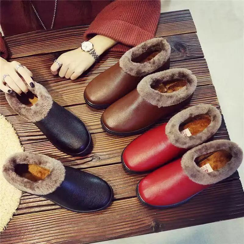 Winter New Old Beijing Cloth Shoes Women's Cotton Shoes Home Daily Cotton Slippers Waterproof Leather Slip-on Comfortable Soft Sole - Image 6