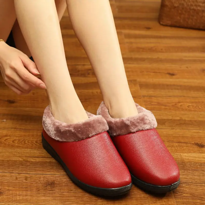 Winter New Old Beijing Cloth Shoes Women's Cotton Shoes Home Daily Cotton Slippers Waterproof Leather Slip-on Comfortable Soft Sole - Image 7