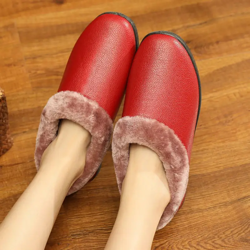 Winter New Old Beijing Cloth Shoes Women's Cotton Shoes Home Daily Cotton Slippers Waterproof Leather Slip-on Comfortable Soft Sole - Image 9