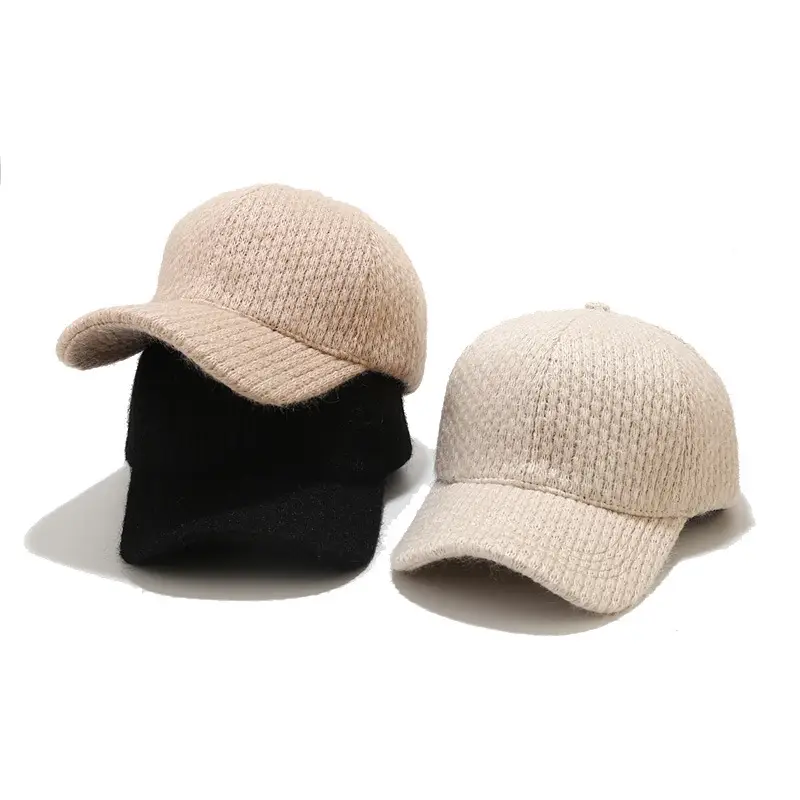 Gray Knitted Baseball Cap for Men Winter Warm - Image 9