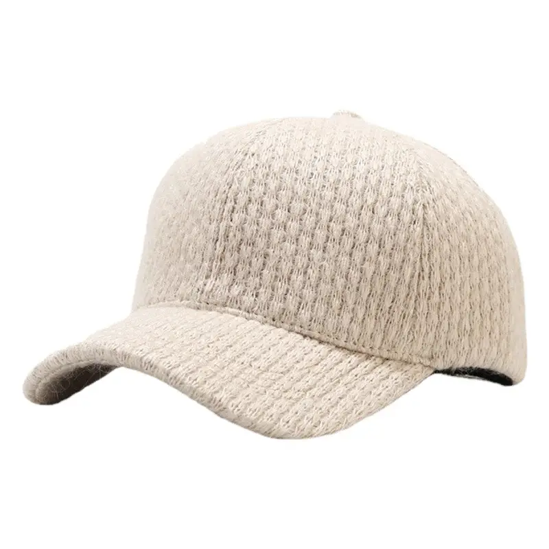 Gray Knitted Baseball Cap for Men Winter Warm