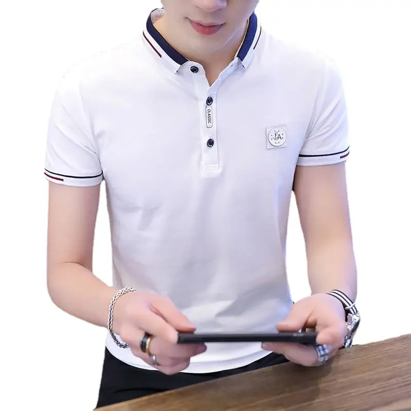 Men's White Polo T-Shirt with Brand Logo