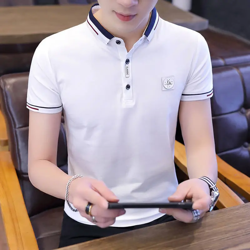 Men's White Polo T-Shirt with Brand Logo