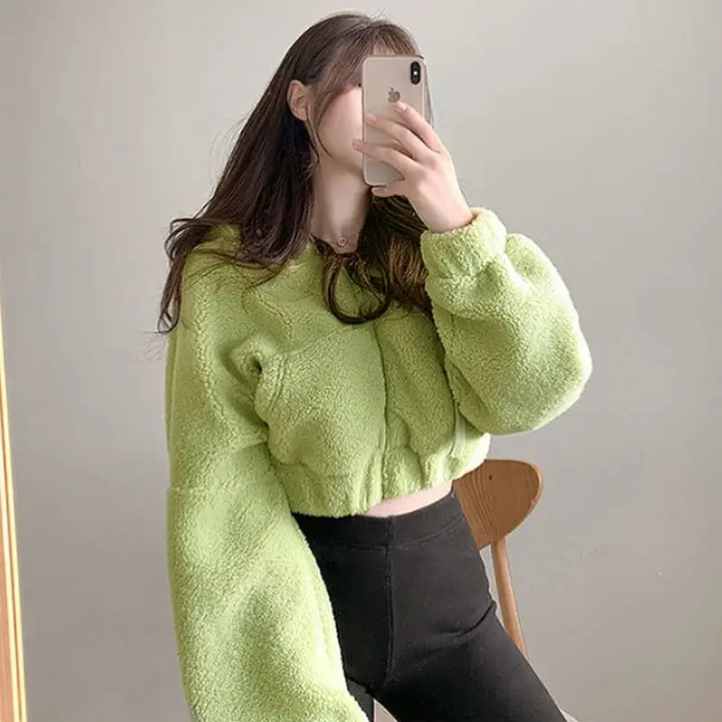 Women's Green Zipper Hooded Sweater with Hood — feature 8