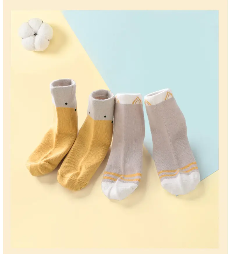 Xuwei Cotton Baby Socks Yellow White Mid-Tube — feature 16