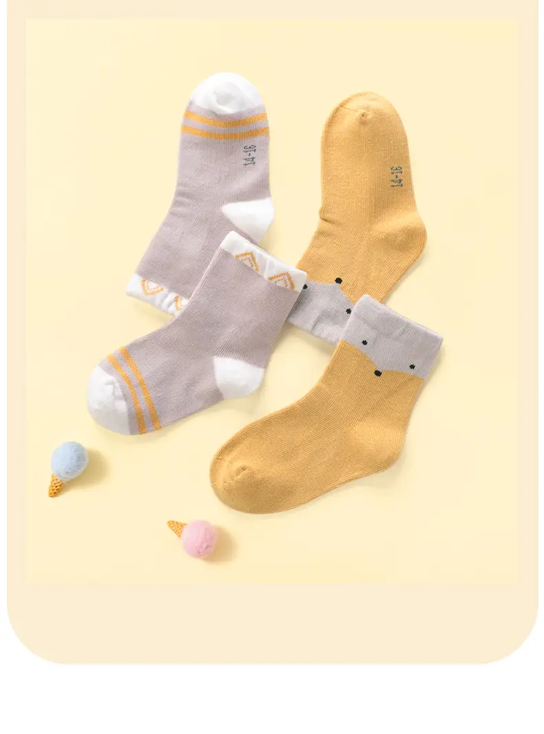 Xuwei Cotton Baby Socks Yellow White Mid-Tube — feature 17