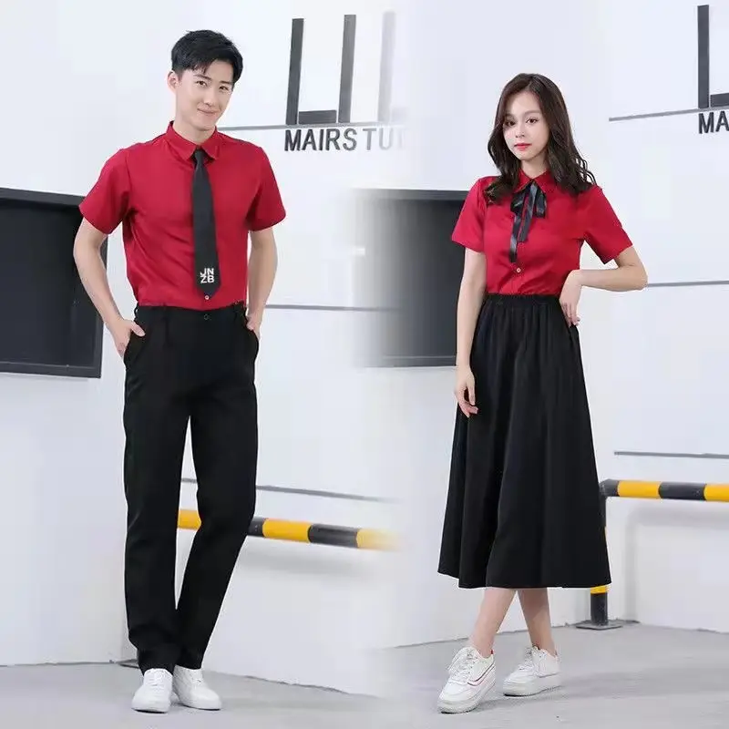 Red Bow Neck School Uniform Set for Girls - Image 3