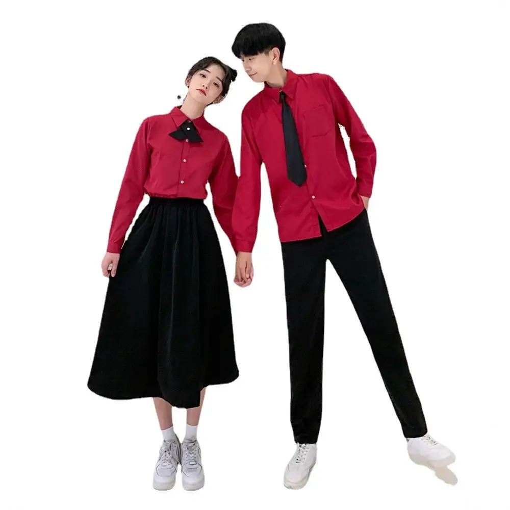 Red Bow Neck School Uniform Set for Girls - Image 23