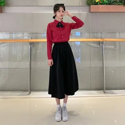Red Bow Neck School Uniform Set for Girls - Image 10