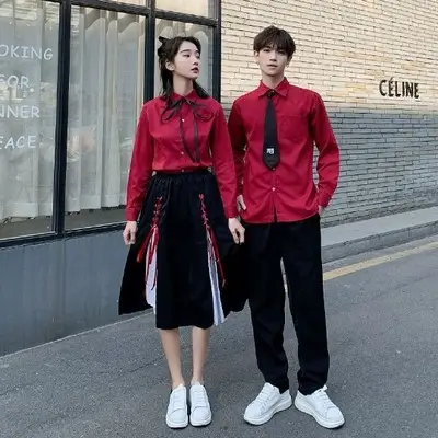 Red Bow Neck School Uniform Set for Girls - Image 18