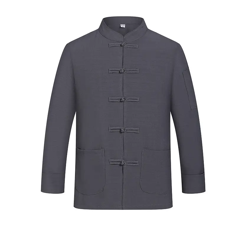 Linen Chinese Long Sleeve Chef Work Clothes for Men Women - Image 10