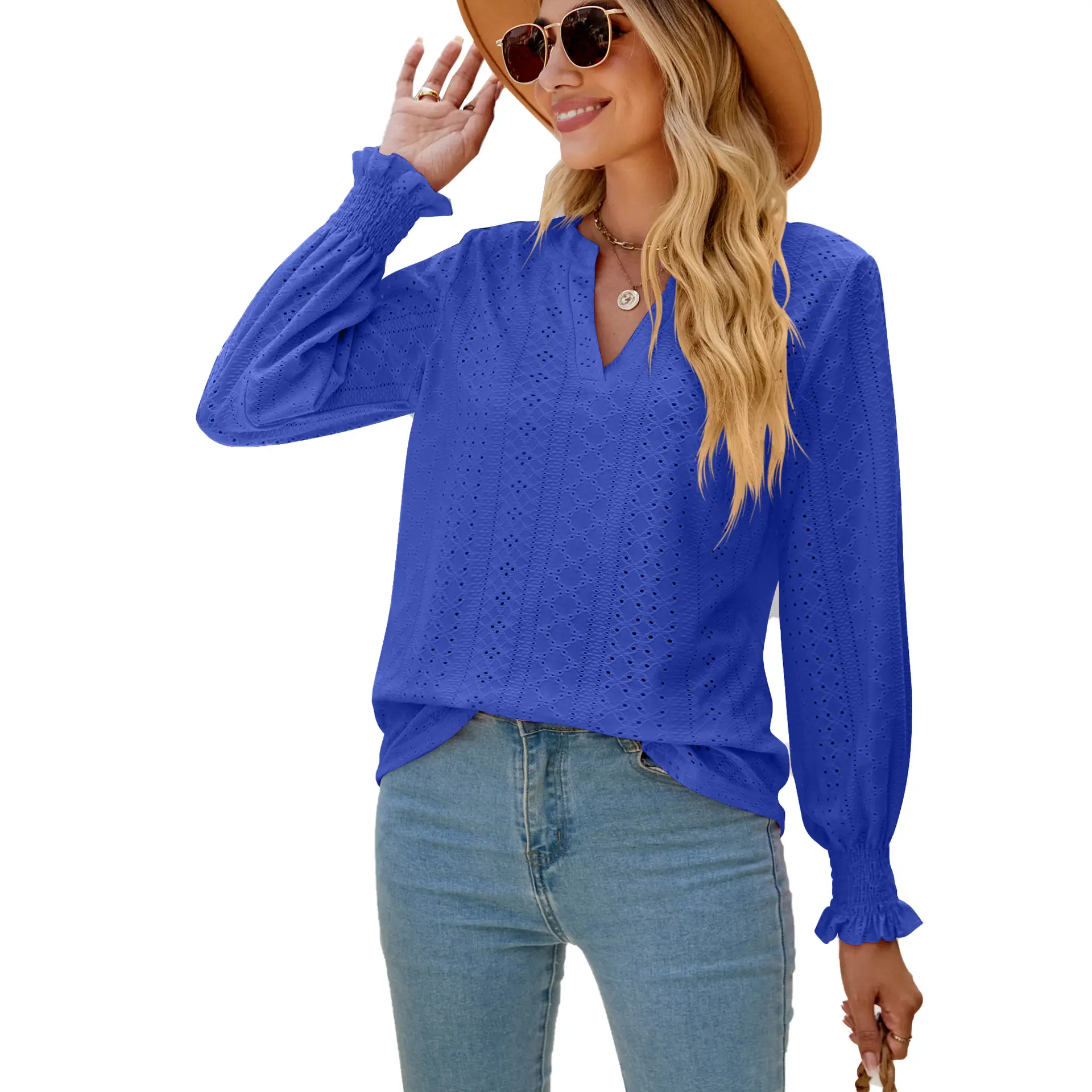 Purple Cut Out Lotus Leaf Long Sleeve Top - Image 10