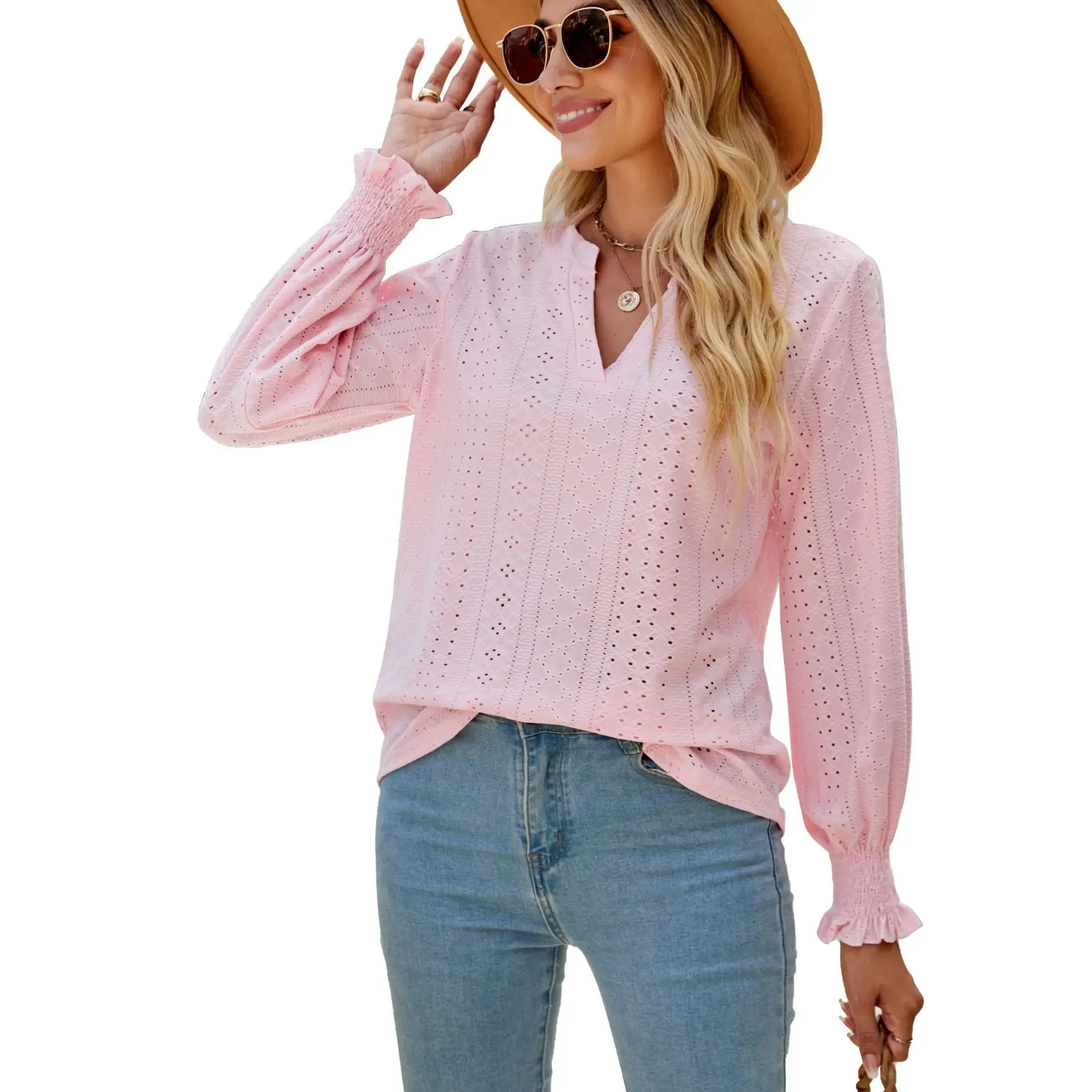 Purple Cut Out Lotus Leaf Long Sleeve Top - Image 3