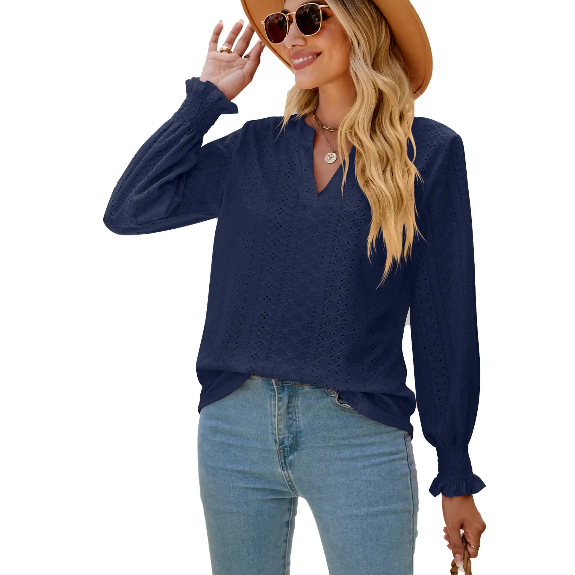 Purple Cut Out Lotus Leaf Long Sleeve Top - Image 6