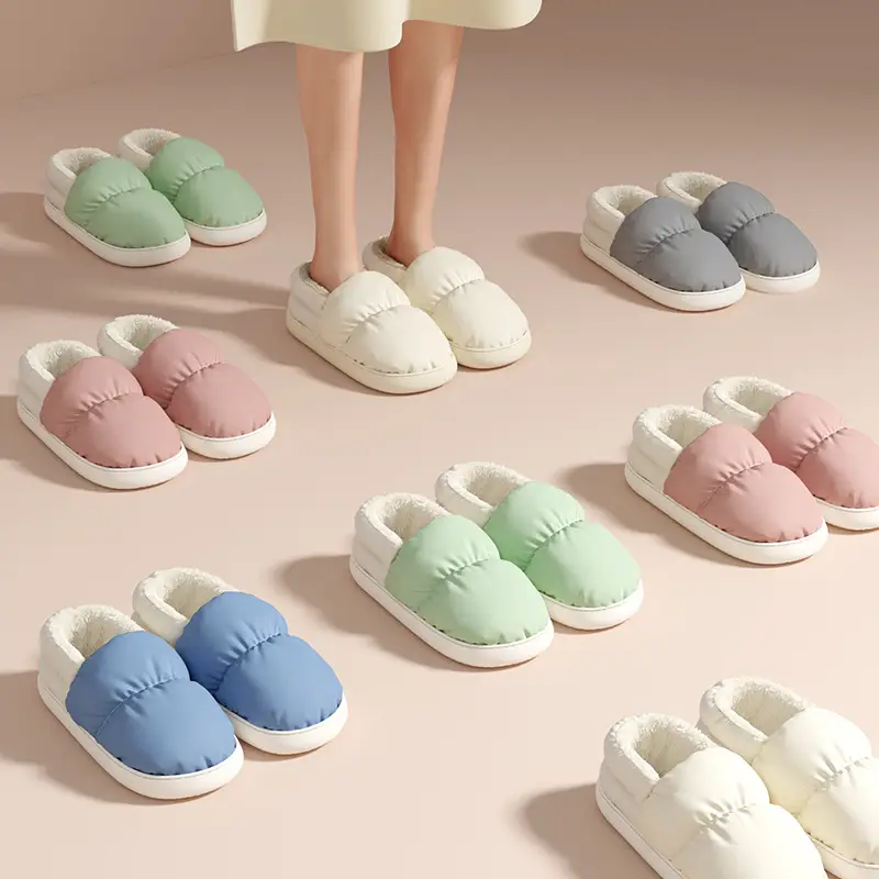 Slip-on cotton slippers men's winter bag heel outdoor wear fleece-lined home indoor thick bottom waterproof confinement cotton slippers women - Image 10