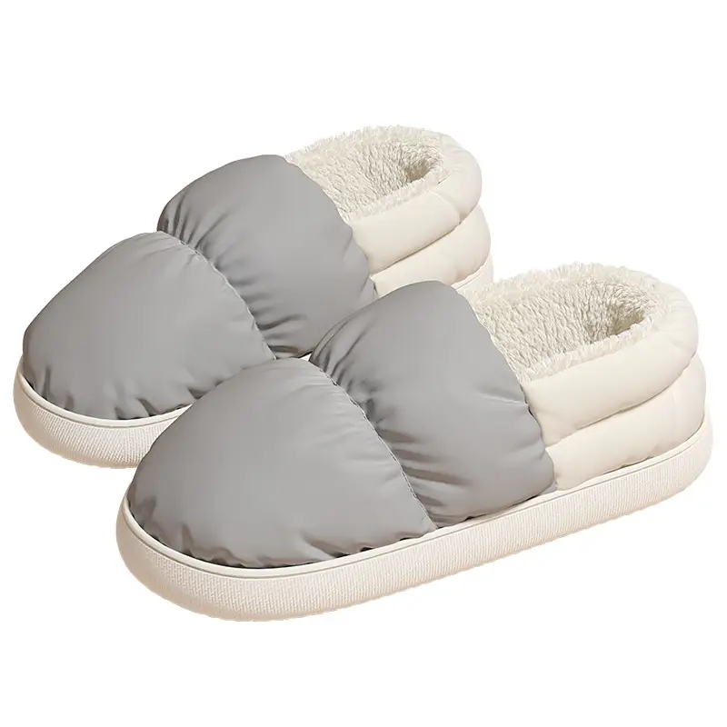 Slip-on cotton slippers men's winter bag heel outdoor wear fleece-lined home indoor thick bottom waterproof confinement cotton slippers women - Image 11