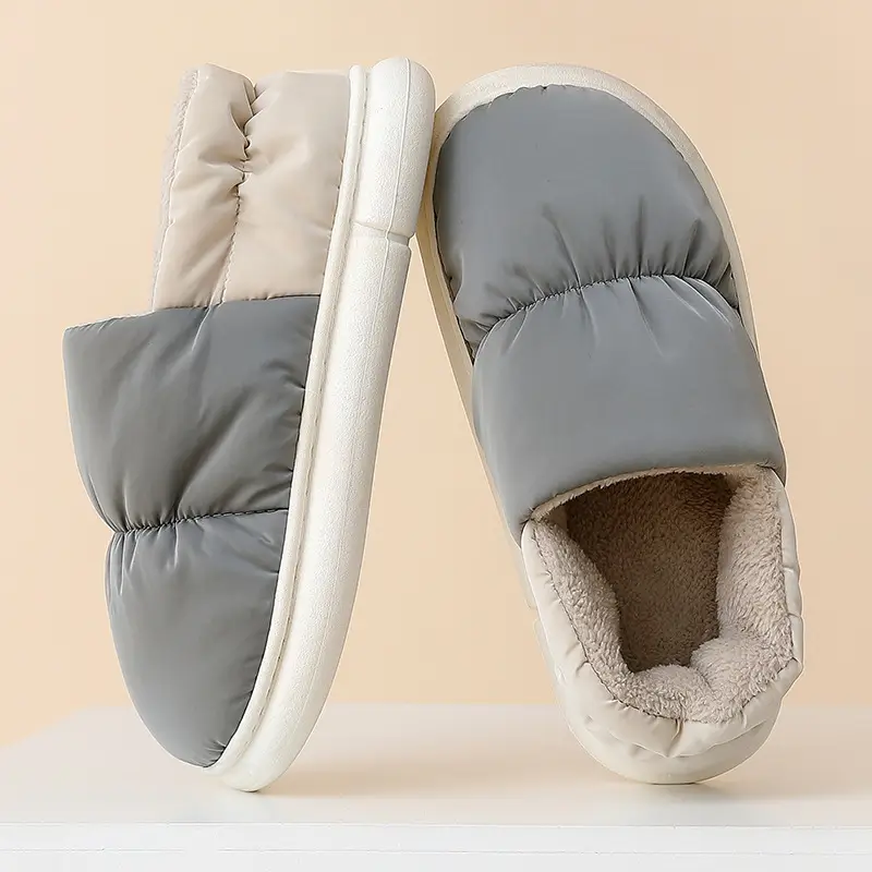 Slip-on cotton slippers men's winter bag heel outdoor wear fleece-lined home indoor thick bottom waterproof confinement cotton slippers women - Image 3