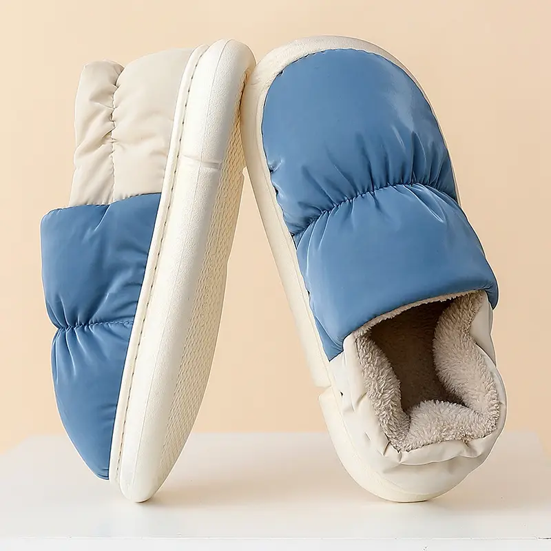 Slip-on cotton slippers men's winter bag heel outdoor wear fleece-lined home indoor thick bottom waterproof confinement cotton slippers women - Image 5
