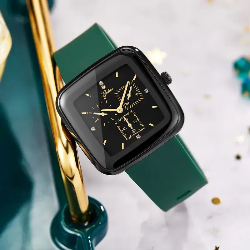 Women's Square Watch Black Silicone Waterproof Large Dial - Image 2