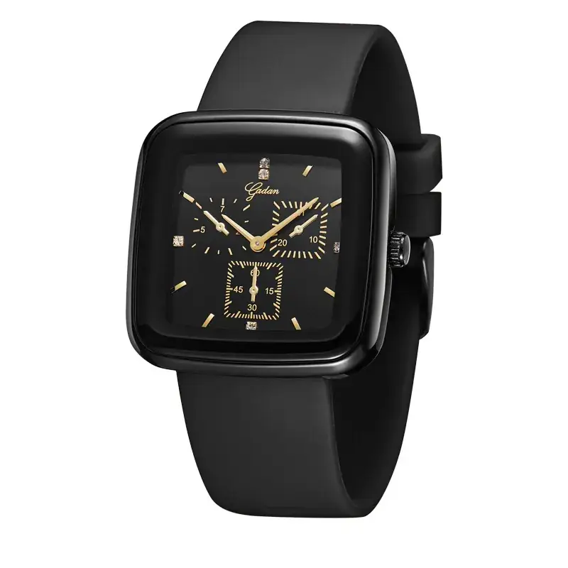Women's Square Watch Black Silicone Waterproof Large Dial - Image 5