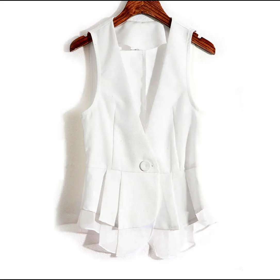 Black Chiffon Vest Women Spring Autumn Slim Fit Waistcoat Style — feature 6