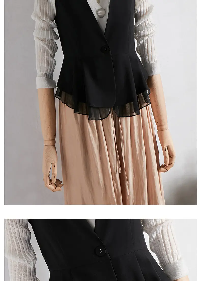 Black Chiffon Vest Women Spring Autumn Slim Fit Waistcoat Style — feature 9