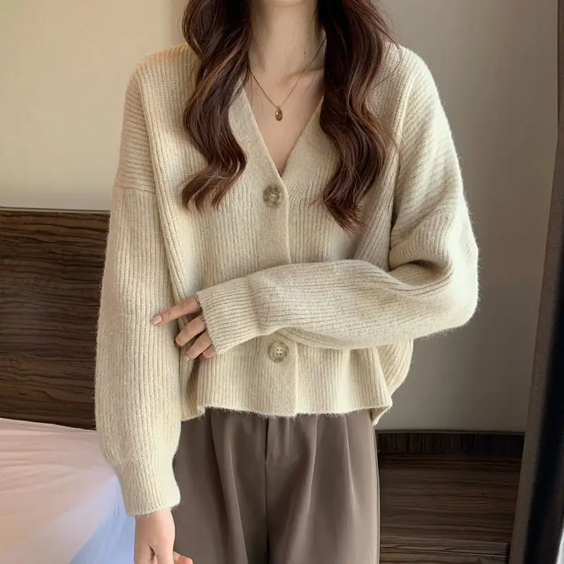 Women's V-Neck Knit Cardigan Autumn Winter 2025 - Image 8