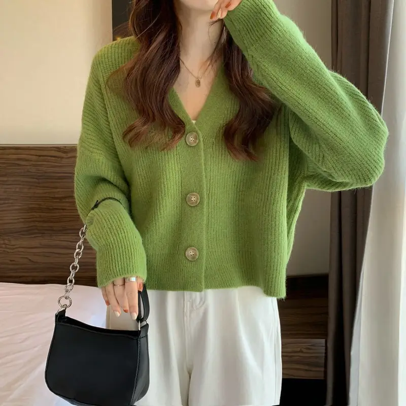 Women's V-Neck Knit Cardigan Autumn Winter 2025 - Image 2