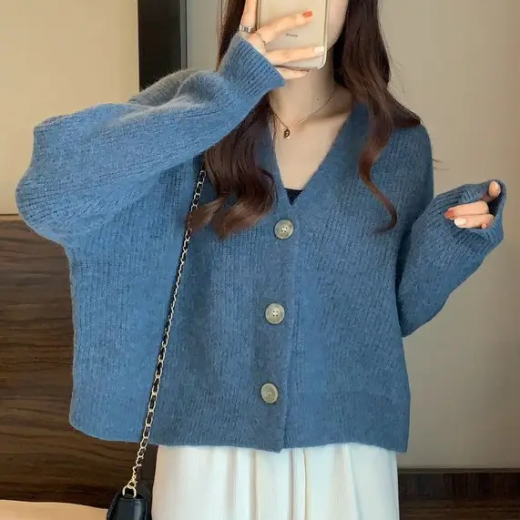 Women's V-Neck Knit Cardigan Autumn Winter 2025 - Image 3