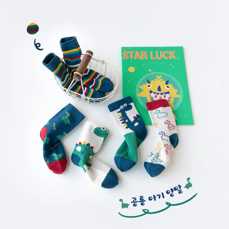 Autumn Winter Kids Mid-Calf Socks Cotton Blue - Image 18