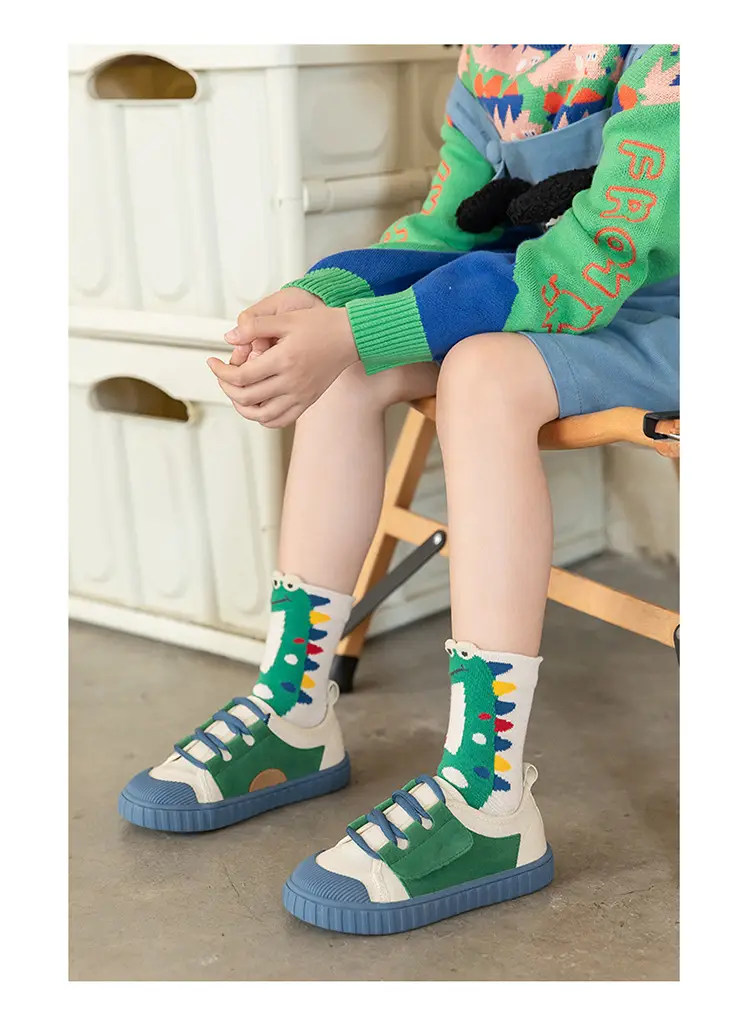 Autumn Winter Kids Mid-Calf Socks Cotton Blue — feature 21