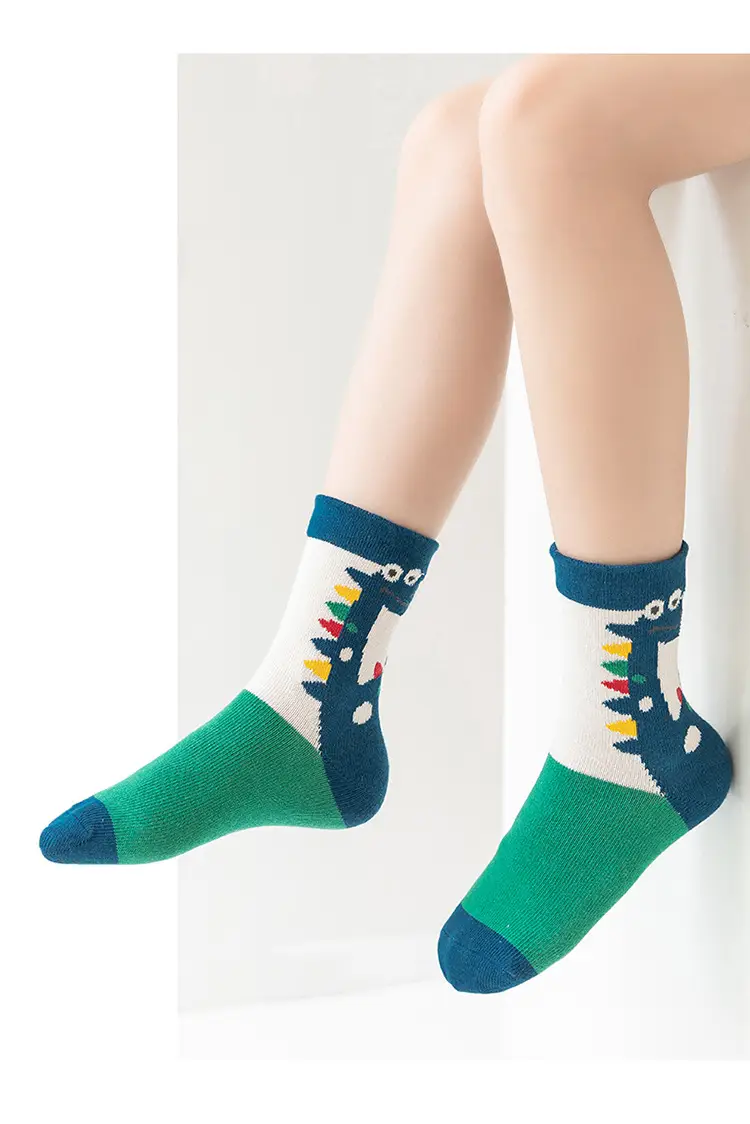 Autumn Winter Kids Mid-Calf Socks Cotton Blue — feature 23