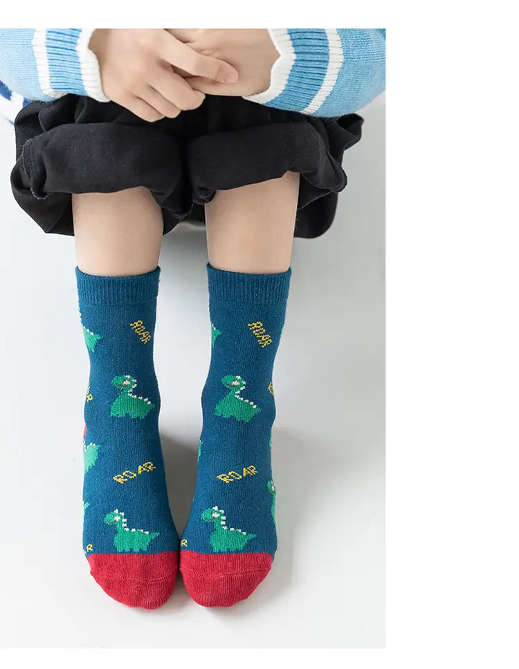 Autumn Winter Kids Mid-Calf Socks Cotton Blue — feature 25