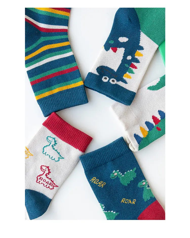 Autumn Winter Kids Mid-Calf Socks Cotton Blue — feature 27