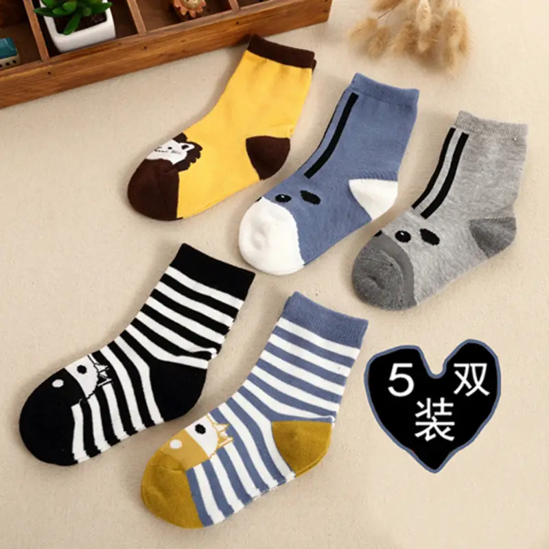 Autumn Winter Kids Mid-Calf Socks Cotton Blue - Image 5