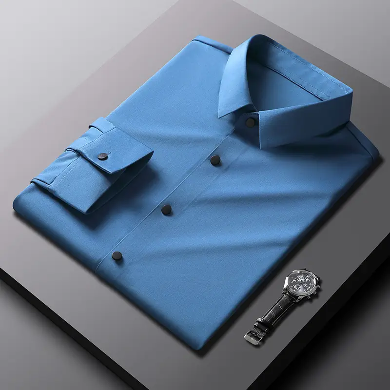 Men's Grey Slim Fit Long Sleeve Shirt - Image 9