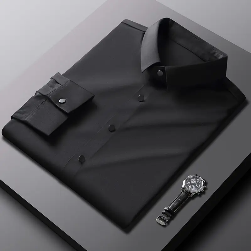 Men's Grey Slim Fit Long Sleeve Shirt - Image 10