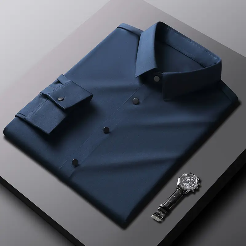 Men's Grey Slim Fit Long Sleeve Shirt - Image 11